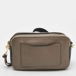 Pre Owned Marc Jacobs Beige/Black Soft Leather Snapshot Crossbody Bag