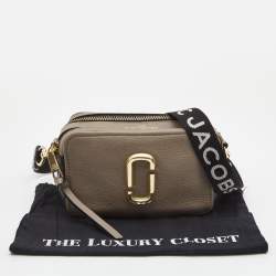 Pre Owned Marc Jacobs Beige/Black Soft Leather Snapshot Crossbody Bag