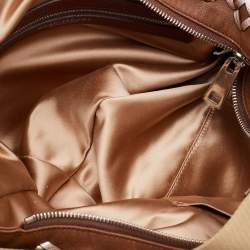 Marc Jacobs Brown/Metallic Woven Leather and Snakeskin Embossed Leather Fringe Hobo