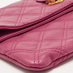 Pre Owned Marc Jacobs Dark Pink Quilted Leather Eugenie Clutch