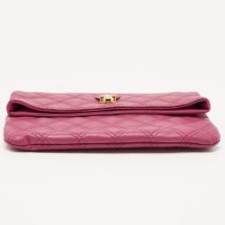 Pre Owned Marc Jacobs Dark Pink Quilted Leather Eugenie Clutch