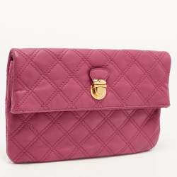 Pre Owned Marc Jacobs Dark Pink Quilted Leather Eugenie Clutch