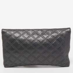 Marc Jacobs Dark Grey Quilted Leather Folded Clutch