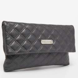Marc Jacobs Dark Grey Quilted Leather Folded Clutch