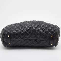Marc Jacobs Black Snakeskin Embossed Leather Stam Satchel