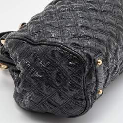 Marc Jacobs Black Snakeskin Embossed Leather Stam Satchel