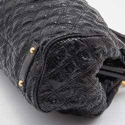Marc Jacobs Black Snakeskin Embossed Leather Stam Satchel