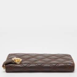 Marc Jacobs Brown Quilted Leather Deluxe Zip Around Wallet