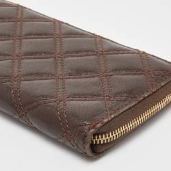 Marc Jacobs Brown Quilted Leather Deluxe Zip Around Wallet