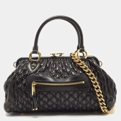 Marc Jacobs Black Quilted Leather Stam Satchel