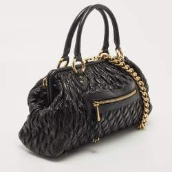 Marc Jacobs Black Quilted Leather Stam Satchel