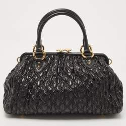 Marc Jacobs Black Quilted Leather Stam Satchel