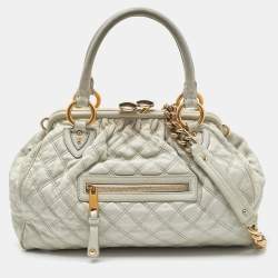 Marc Jacobs Ice Blue Quilted Leather Stam Satchel