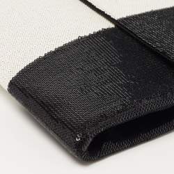 Marc Jacobs Black/White Stripe Sequins and Leather The Skunk Clutch