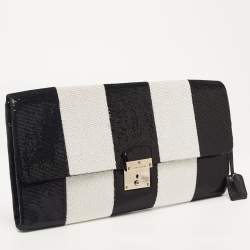Marc Jacobs Black/White Stripe Sequins and Leather The Skunk Clutch