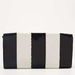 Marc Jacobs Black/White Stripe Sequins and Leather The Skunk Clutch