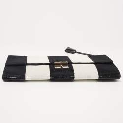 Marc Jacobs Black/White Stripe Sequins and Leather The Skunk Clutch