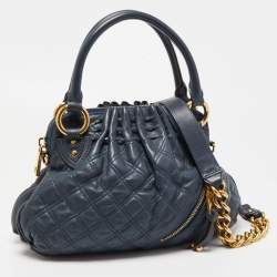 Marc Jacobs Blue Quilted Leather Small Cecilia Satchel