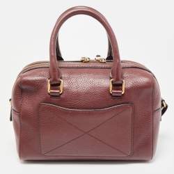 Pre Owned Marc Jacobs Burgundy Leather Recruit Bauletto Boston Bag