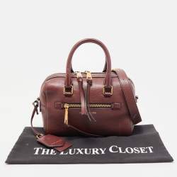 Pre Owned Marc Jacobs Burgundy Leather Recruit Bauletto Boston Bag