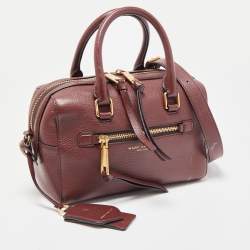 Pre Owned Marc Jacobs Burgundy Leather Recruit Bauletto Boston Bag