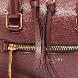 Pre Owned Marc Jacobs Burgundy Leather Recruit Bauletto Boston Bag
