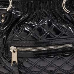 Pre Owned Marc Jacobs Black Quilted Patent Leather Stam Satchel
