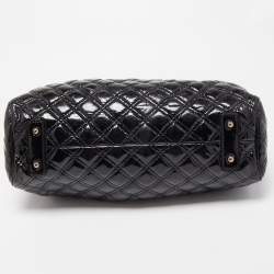 Pre Owned Marc Jacobs Black Quilted Patent Leather Stam Satchel