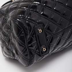 Pre Owned Marc Jacobs Black Quilted Patent Leather Stam Satchel