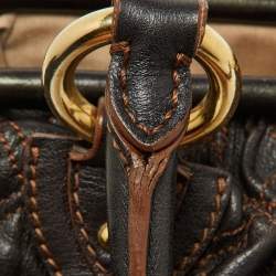 Pre Owned Marc Jacobs Dark Brown Quilted Leather Stam Bag