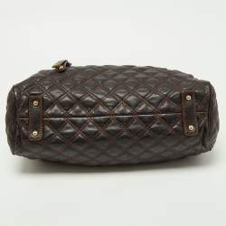 Pre Owned Marc Jacobs Dark Brown Quilted Leather Stam Bag