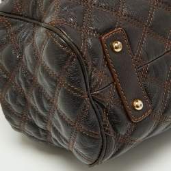 Pre Owned Marc Jacobs Dark Brown Quilted Leather Stam Bag
