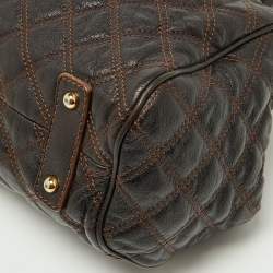 Pre Owned Marc Jacobs Dark Brown Quilted Leather Stam Bag