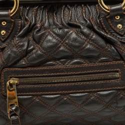 Pre Owned Marc Jacobs Dark Brown Quilted Leather Stam Bag