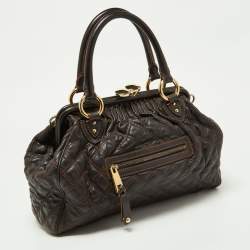Pre Owned Marc Jacobs Dark Brown Quilted Leather Stam Bag