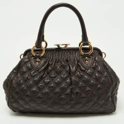 Pre Owned Marc Jacobs Dark Brown Quilted Leather Stam Bag