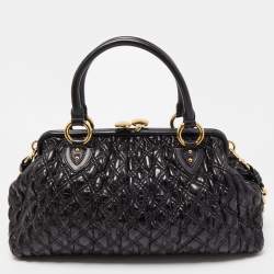 Pre Owned Marc Jacobs Black Quilted Leather Stam Satchel