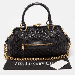 Pre Owned Marc Jacobs Black Quilted Leather Stam Satchel