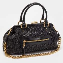 Pre Owned Marc Jacobs Black Quilted Leather Stam Satchel