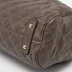 Pre Owned Marc Jacobs Khaki Beige Quilted Leather Stam Satchel