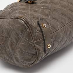 Pre Owned Marc Jacobs Khaki Beige Quilted Leather Stam Satchel