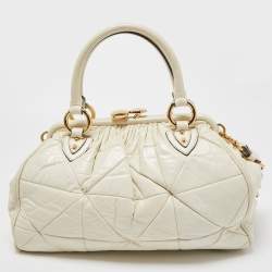 Pre Owned Marc Jacobs Cream Quilted Leather Stam Satchel
