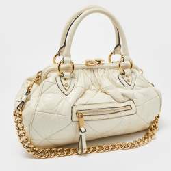 Pre Owned Marc Jacobs Cream Quilted Leather Stam Satchel