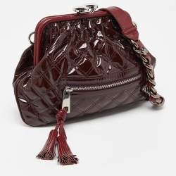 Pre Owned Marc Jacobs Burgundy Quilted Patent Leather Little Stam Shoulder Bag