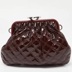 Pre Owned Marc Jacobs Burgundy Quilted Patent Leather Little Stam Shoulder Bag