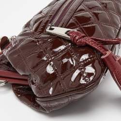 Pre Owned Marc Jacobs Burgundy Quilted Patent Leather Little Stam Shoulder Bag