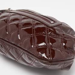 Pre Owned Marc Jacobs Burgundy Quilted Patent Leather Little Stam Shoulder Bag