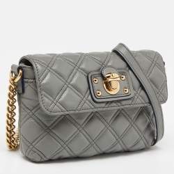 Pre Owned Marc Jacobs Grey Quilted Leather Crossbody Bag