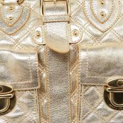 Pre Owned Marc Jacobs Gold Quilted Leather Blake Satchel