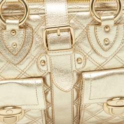 Pre Owned Marc Jacobs Gold Quilted Leather Blake Satchel